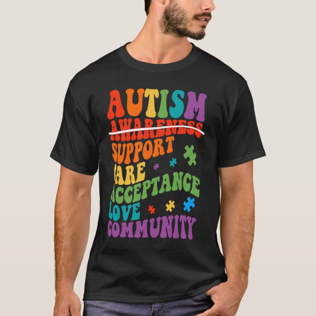 Autism Awareness Support Care Acceptance Ally Groo T Shirt (Framsida)