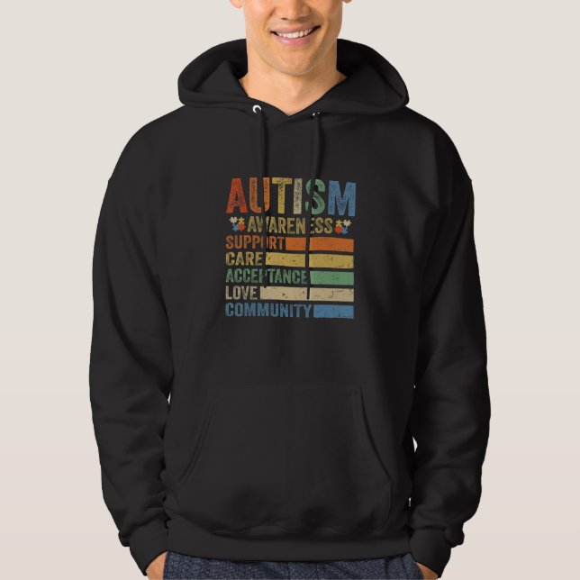 Autism Awareness Support Care Acceptance for women Hoodie (Framsida)