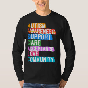 Autism Awareness Support Care Acceptance Kärlek Co T Shirt