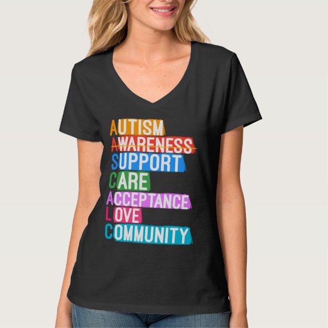 Autism Awareness Support Care Acceptance Kärlek Co T Shirt (Framsida)