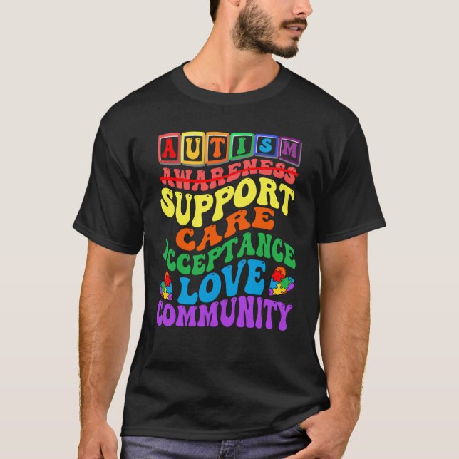 Autism Awareness Support for Kids Boys Women & men T Shirt (Framsida)