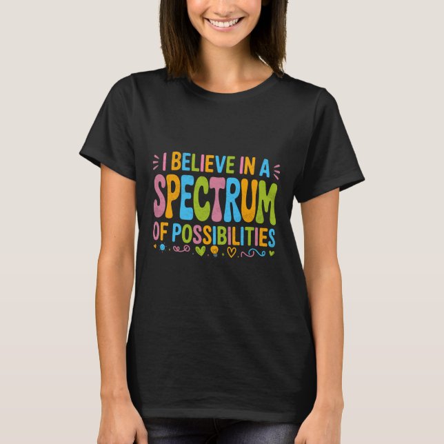 Autism Awareness Support rainbow T Shirt (Framsida)