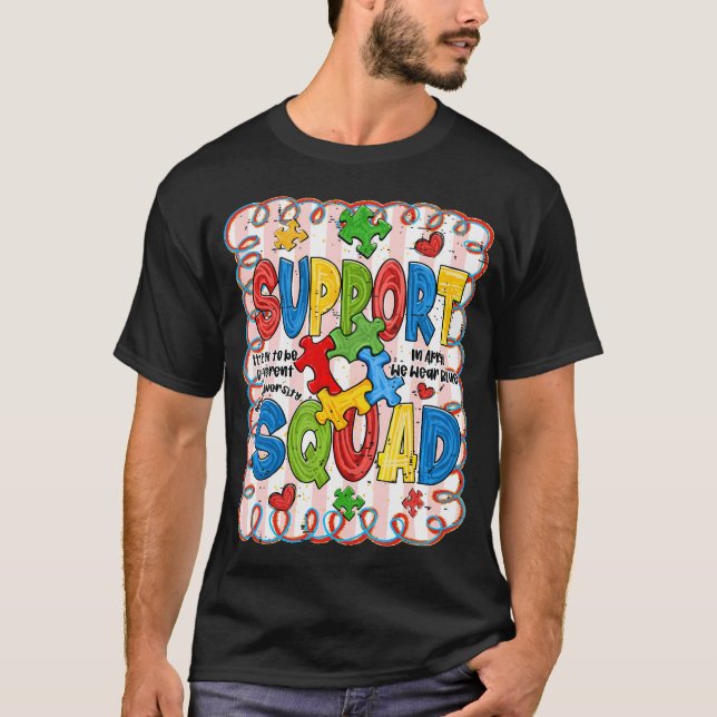 Autism Awareness Support Squad Acceptance T Shirt (Framsida)