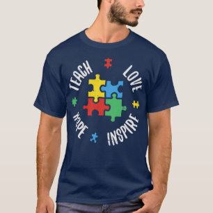 Autism Awareness Teach Kärlek Hope Inspire Speciel T Shirt