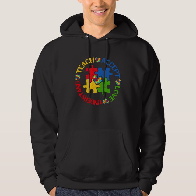 Autism Awareness Teacher  Teach Accept Understand  Hoodie (Framsida)