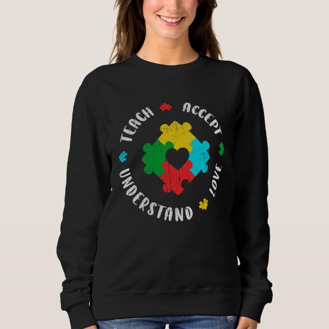 Autism Awareness Teacher Teach Accept Understand L T Shirt (Framsida)