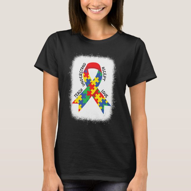 Autism Awareness Teacher Teach Accept Understand L T Shirt (Framsida)