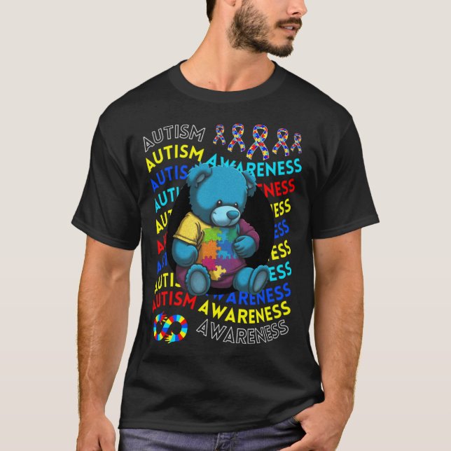 Autism Awareness Teddy Bear For Teacher Autism Mom T Shirt (Framsida)