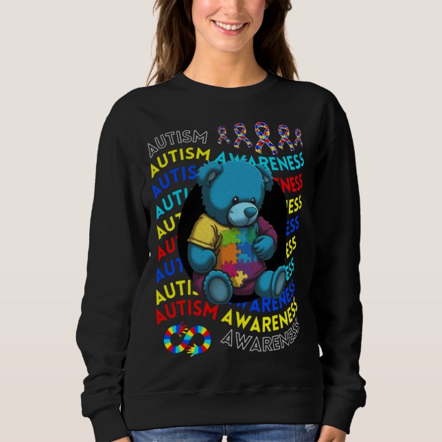 Autism Awareness Teddy Bear For Teacher Autism Mom T Shirt (Framsida)