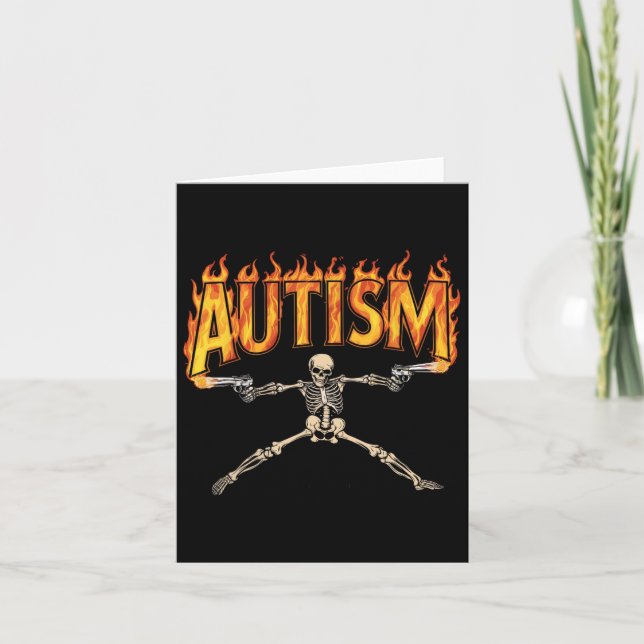 Autism Awareness Tee Autism Skeleton Meme Kort (Framsida)