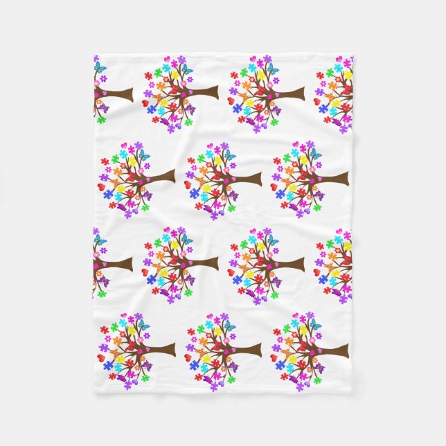 Autism Awareness Träd Fleecefilt (Framsidan)