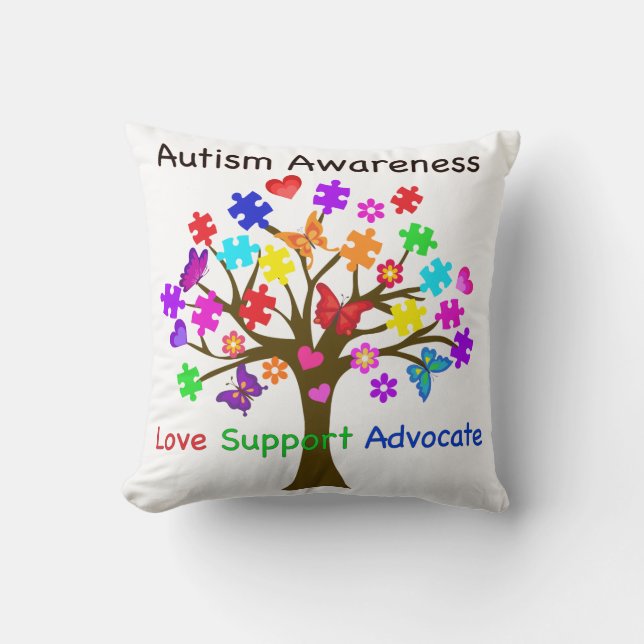 Autism Awareness Träd Kudde (Framsida)