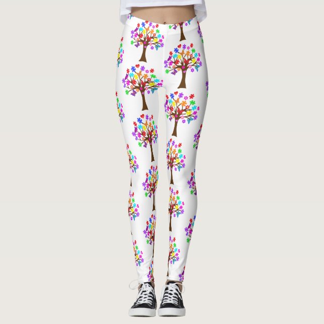 Autism Awareness Träd Leggings (Framsida)