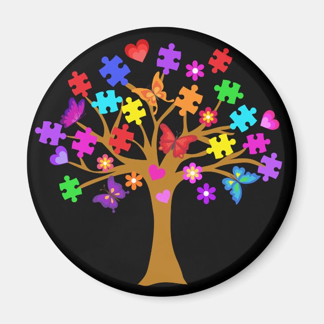 Autism Awareness Träd Magnet (Framsidan)