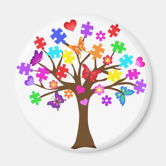Autism Awareness Träd Magnet (Framsidan)