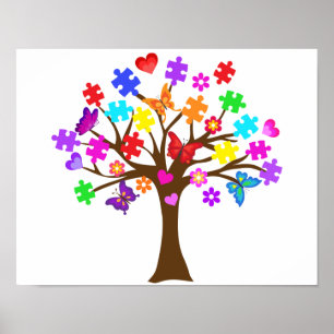 Autism Awareness Träd Poster