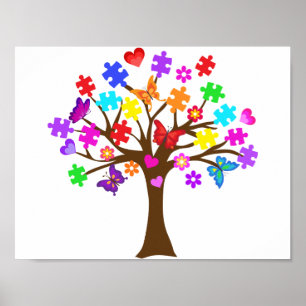 Autism Awareness Träd Poster