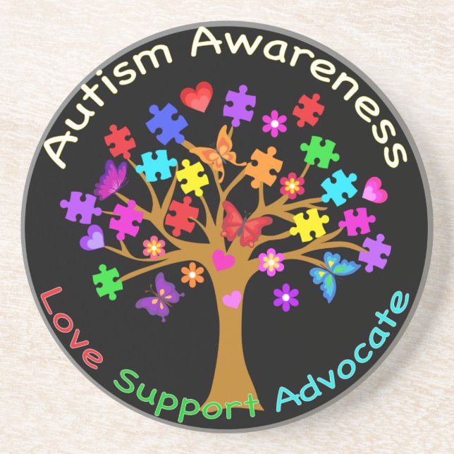 Autism Awareness Träd Underlägg Sandsten (Framsidan)