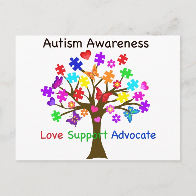 Autism Awareness Träd Vykort (Framsida)