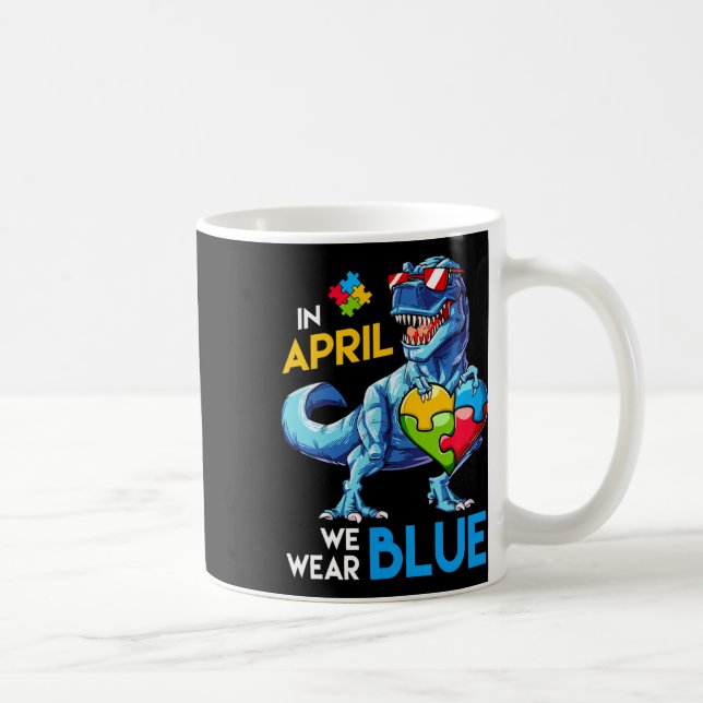 Autism Awareness Trex Dino Dinosaur Dinosaurus Wea Kaffemugg (Höger)