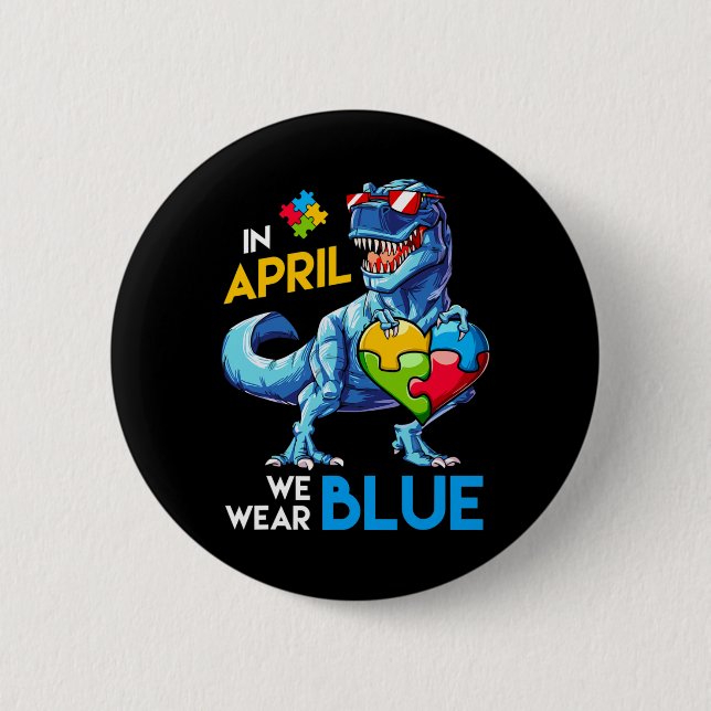 Autism Awareness Trex Dino Dinosaur Dinosaurus Wea Knapp (Framsida)