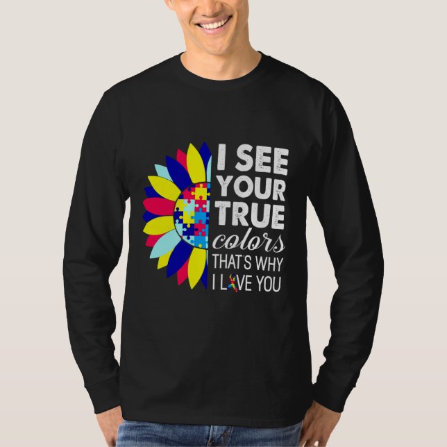 Autism Awareness True Färg Autism Puzzle T Shirt (Framsida)