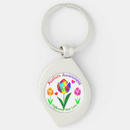 Autism Awareness Tulip Swirl Silverfärgad Nyckelring