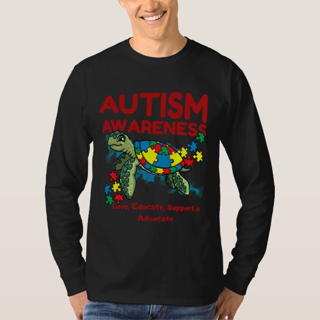Autism Awareness Turtle Puzzle Mamma Kids Teacher  T Shirt (Framsida)