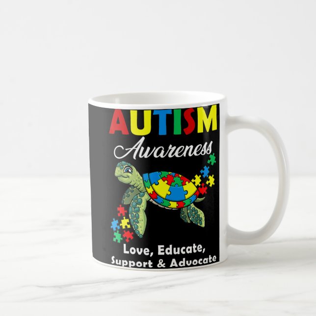 Autism Awareness Turtles Puzzle Mamma Support Auti Kaffemugg (Höger)
