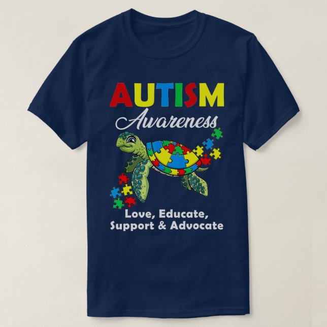 Autism Awareness Turtles Puzzle Mamma Support Auti T Shirt (Design framsida)