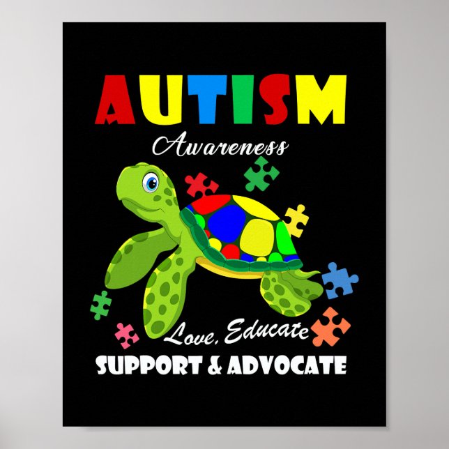 Autism Awareness Turtles Puzzle Mom Support Poster (Framsidan)