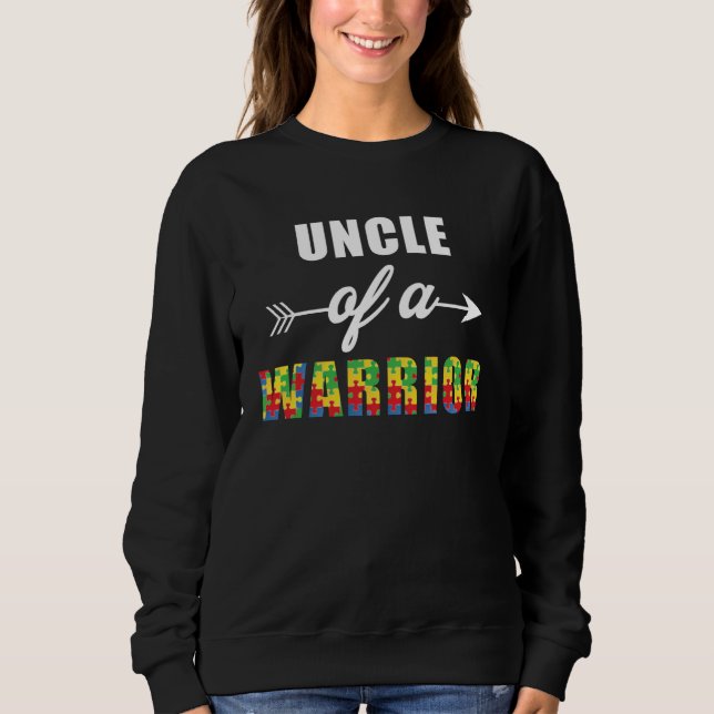 Autism Awareness Uncle Of A Warrior Familly Matchi T Shirt (Framsida)