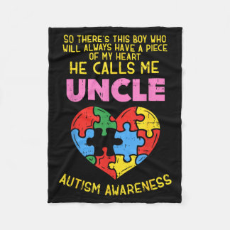 Autism Awareness Uncle Shirt Boy Piece Of My Heart Fleecefilt
