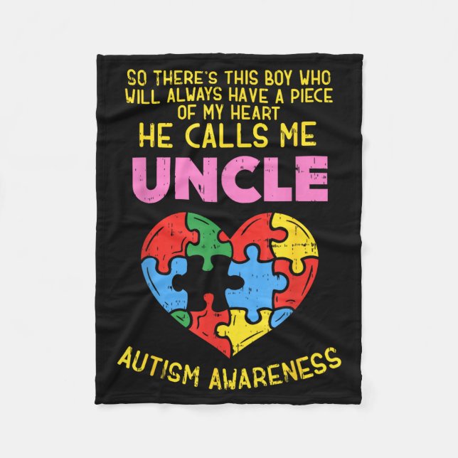 Autism Awareness Uncle Shirt Boy Piece Of My Heart Fleecefilt (Framsidan)