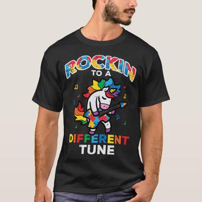 Autism Awareness Unicorn Rockin Different Tune Tod T Shirt (Framsida)