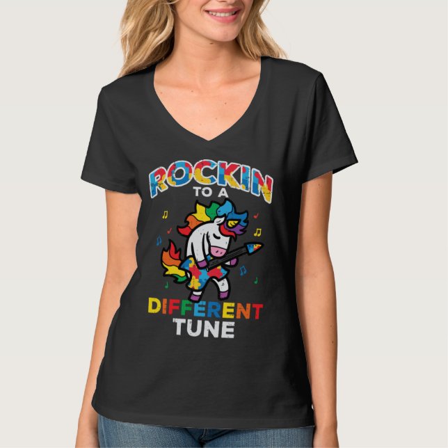 Autism Awareness Unicorn Rockin Different Tune Tod T Shirt (Framsida)