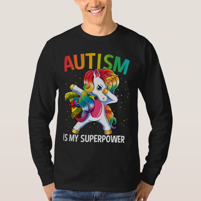 Autism Awareness Unicorn Superpower T Shirt (Framsida)