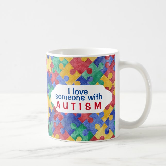 Autism Awareness vattencolor puzzle mugg (Höger)