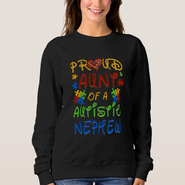 Autism Awareness Wear Proud Aunt Of Nephew Men Wom T Shirt (Framsida)