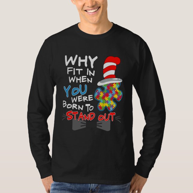 Autism Awareness Why Fit In Doctor Teacher Cat In  T Shirt (Framsida)