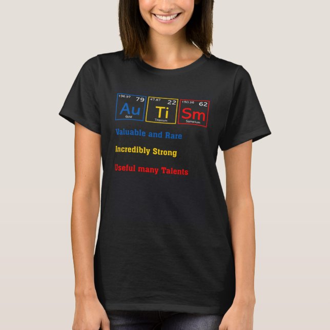Autism Awareness Women Men Kids Elements Periodic  T Shirt (Framsida)