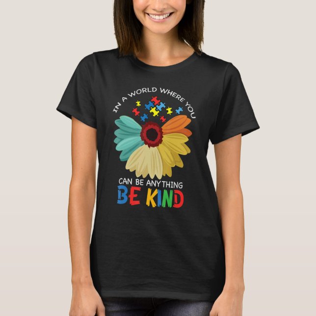 Autism Awareness Women Mom Kids Acceptance Sunflow T Shirt (Framsida)