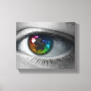 Autism Awareness Wrapped Canvas Multifärgad Öga