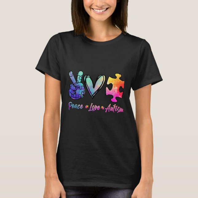 Autism Awarenesss Peace Kärlek Autism T Shirt (Framsida)