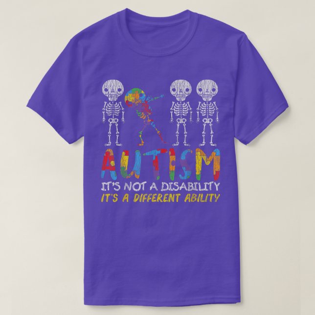 Autism Awerness Skeleton Dabbing Autistic  T Shirt (Design framsida)