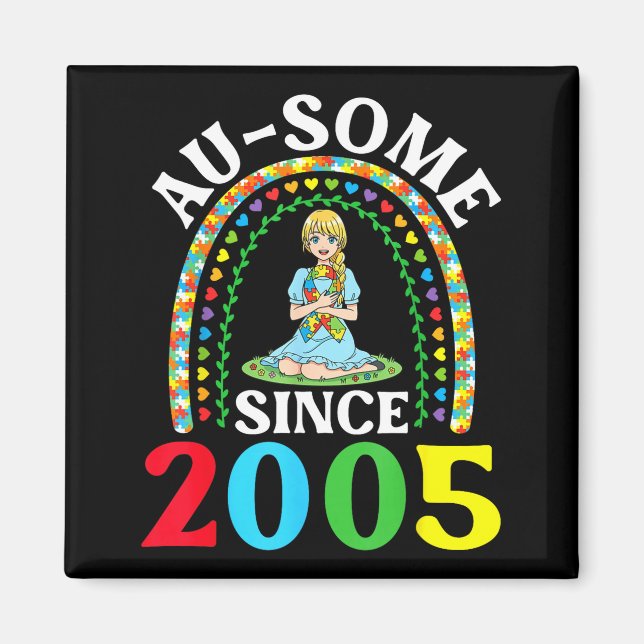 Autism Awesome Ausome Sedan 2005 Glad 21-årsdag Magnet (Framsidan)