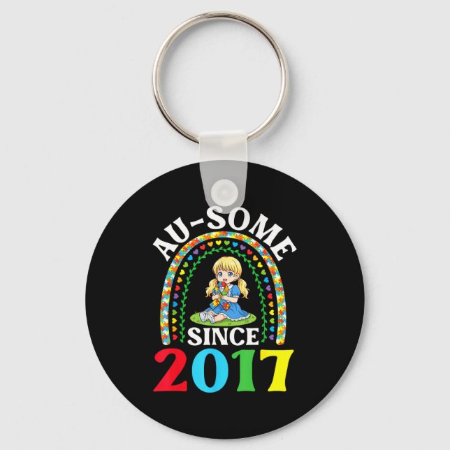 Autism Awesome Ausome Sedan 2017 Medvetenhet 9:e F Nyckelring (Framsida)