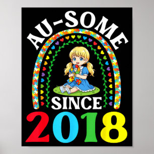 Autism Awesome Ausome Sedan 2018 Medvetenhet 8:e F Poster