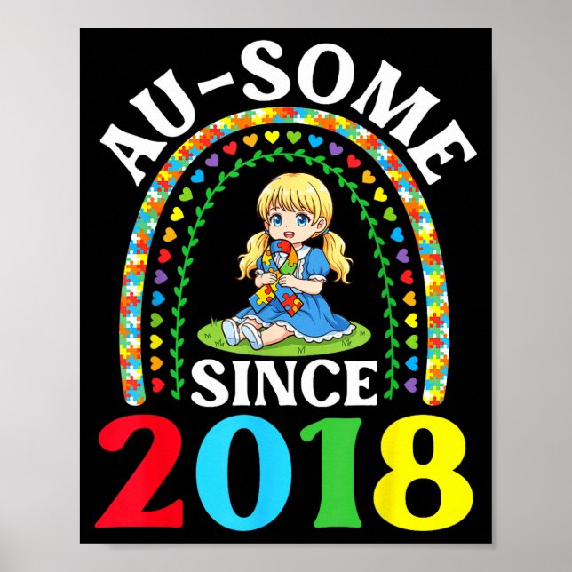 Autism Awesome Ausome Sedan 2018 Medvetenhet 8:e F Poster (Framsidan)