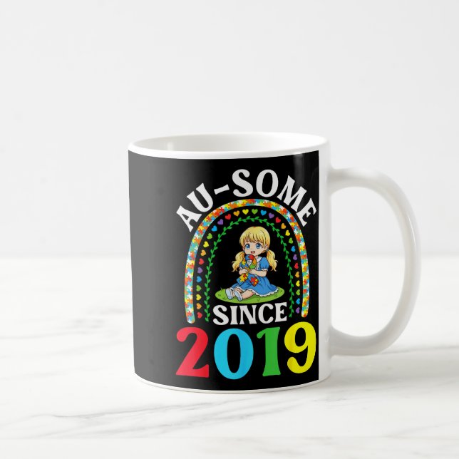 Autism Awesome Ausome Sedan 2019 Medvetenhet 7:e F Kaffemugg (Höger)